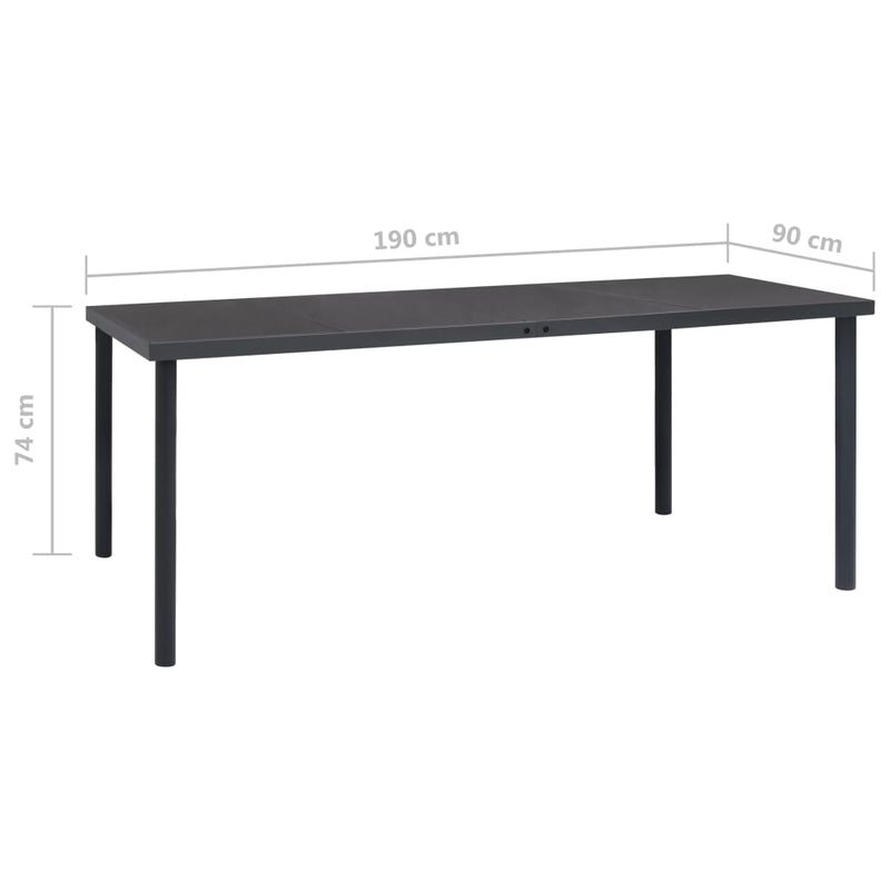 Outdoor Dining Table Anthracite 190x90x74 cm Steel Payday Deals