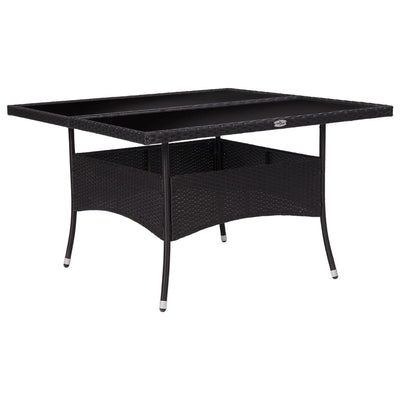Outdoor Dining Table Black Poly Rattan and Glass Payday Deals