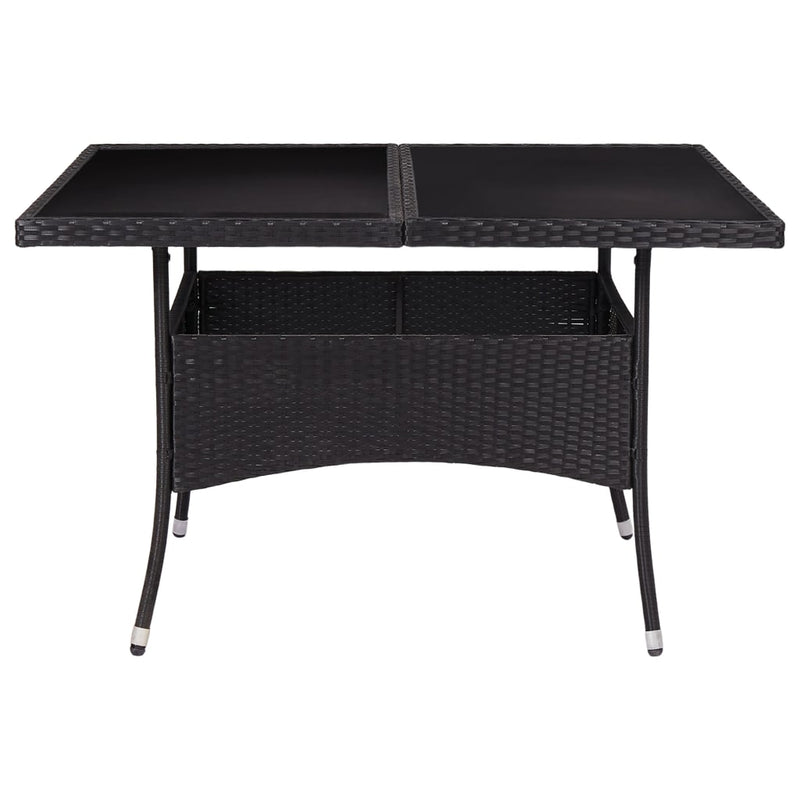 Outdoor Dining Table Black Poly Rattan and Glass Payday Deals