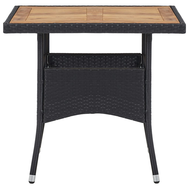 Outdoor Dining Table Black Poly Rattan and Solid Acacia Wood Payday Deals