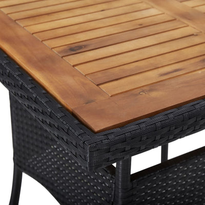 Outdoor Dining Table Black Poly Rattan and Solid Acacia Wood Payday Deals