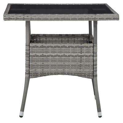 Outdoor Dining Table Grey Poly Rattan and Glass Payday Deals