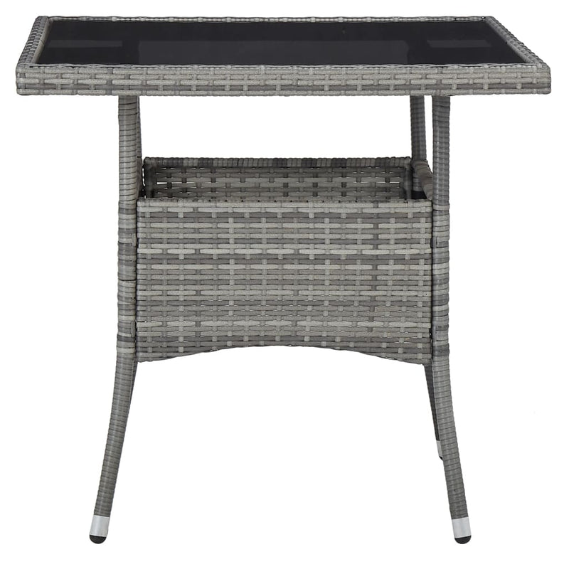 Outdoor Dining Table Grey Poly Rattan and Glass Payday Deals