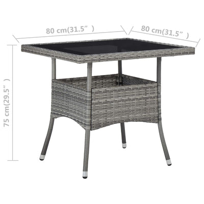 Outdoor Dining Table Grey Poly Rattan and Glass Payday Deals