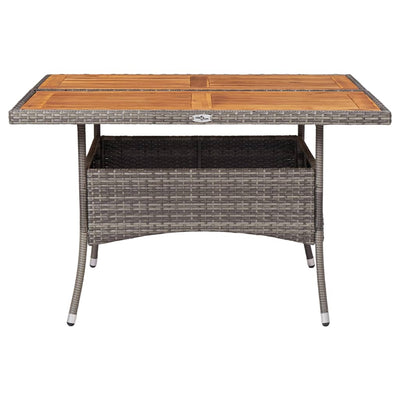Outdoor Dining Table Grey Poly Rattan and Solid Acacia Wood Payday Deals