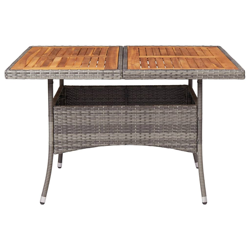 Outdoor Dining Table Grey Poly Rattan and Solid Acacia Wood Payday Deals