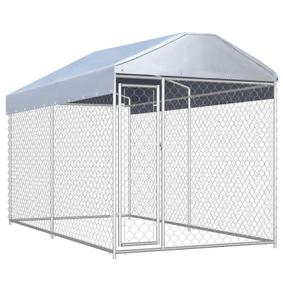 Outdoor Dog Kennel with Canopy Top 382x192x225 cm Payday Deals