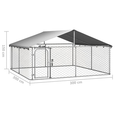 Outdoor Dog Kennel with Roof 300x300x150 cm Payday Deals