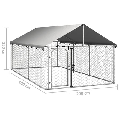 Outdoor Dog Kennel with Roof 400x200x150 cm Payday Deals