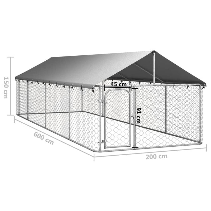 Outdoor Dog Kennel with Roof 600x200x150 cm Payday Deals