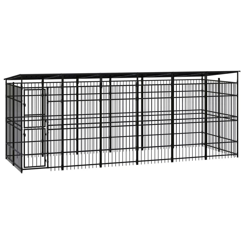 Outdoor Dog Kennel with Roof Steel 11.06 m² Payday Deals