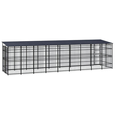 Outdoor Dog Kennel with Roof Steel 16.59 m² Payday Deals