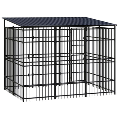 Outdoor Dog Kennel with Roof Steel 5.53 m² Payday Deals
