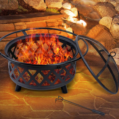 Outdoor Fire Pit BBQ Portable Camping Fireplace Heater Patio Garden Grill Payday Deals