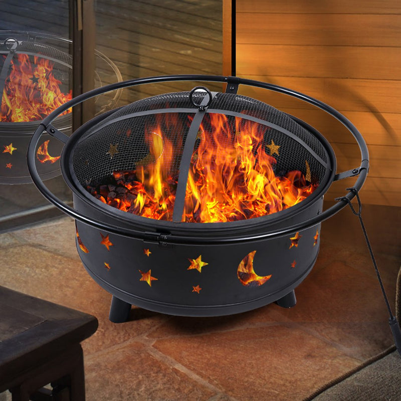 Outdoor Fire Pit BBQ Portable Wood Camping Fireplace Heater Patio Garden Grill Payday Deals