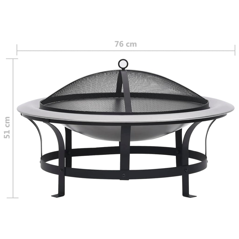 Outdoor Fire Pit with Grill Stainless Steel 76 cm Payday Deals