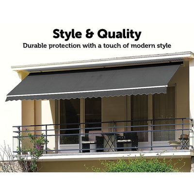 Outdoor Folding Arm Awning Retractable Sunshade Canopy Grey 3.0m x 2.5m Payday Deals