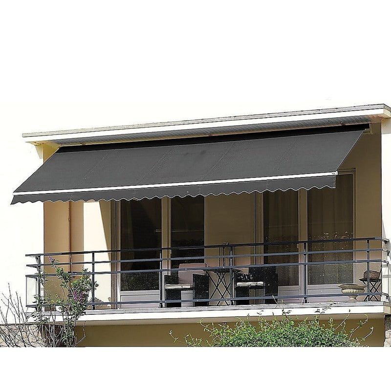 Outdoor Folding Arm Awning Retractable Sunshade Canopy Grey 5.0m x 2.5m Payday Deals