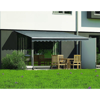 Outdoor Folding Arm Awning Retractable Sunshade Canopy Grey 5.0m x 3.0m Payday Deals