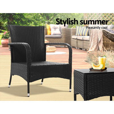 Outdoor Furniture Patio Set Wicker Outdoor Conversation Set Chairs Table 3PCS Payday Deals