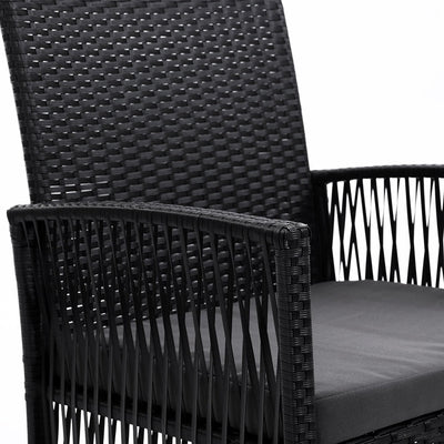 Outdoor Furniture Set of 2 Dining Chairs Wicker Garden Patio Cushion Black Gardeon Payday Deals