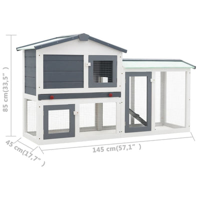 Outdoor Large Rabbit Hutch Grey and White 145x45x85 cm Wood Payday Deals