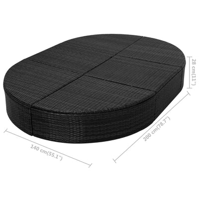 Outdoor Lounge Bed with Cushion Poly Rattan Black Payday Deals