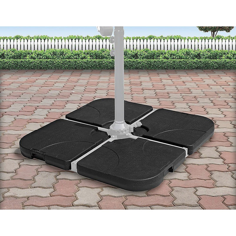 Outdoor Patio 4-Piece Cantilever Offset 3M Umbrella Base Stand Weight Water Sand Payday Deals