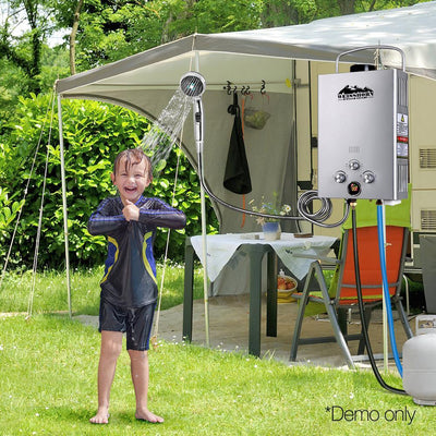 Outdoor Portable Gas Hot Water Heater Shower Camping LPG Caravan Pump Silver