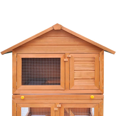 Outdoor Rabbit Hutch Small Animal House Pet Cage 3 Layers Wood Payday Deals