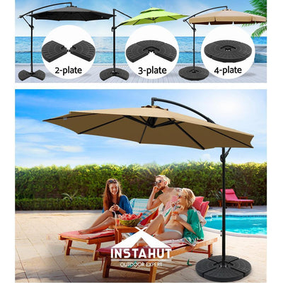 Instahut Outdoor Umbrella Stand 4 x Base Pod Plate Sand/Water Patio Cantilever Fanshaped Payday Deals