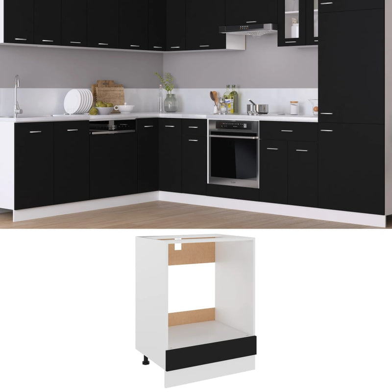 Oven Cabinet Black 60x46x81.5 cm Chipboard Payday Deals