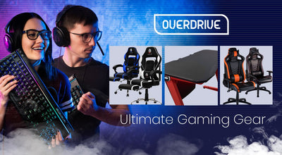 OVERDRIVE Gaming Chair Desk Racing Seat Setup PC Combo Office Table Black Red Payday Deals