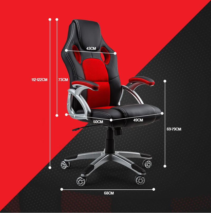 OVERDRIVE Racing Office Chair Seat Executive Computer Gaming PU Leather Deluxe Payday Deals