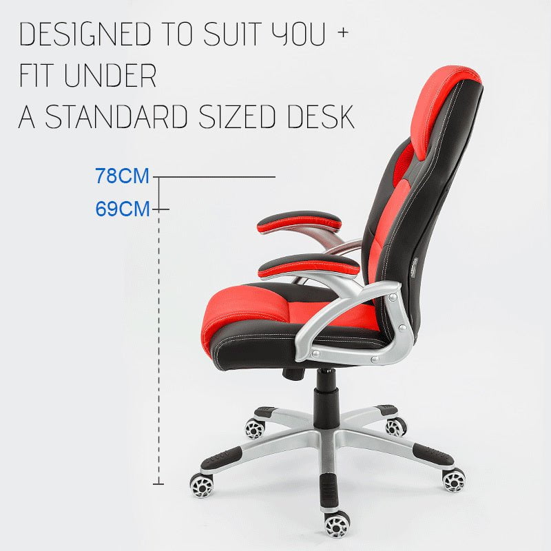 OVERDRIVE Racing Office Chair - Seat Executive Computer Gaming PU Leather Deluxe Payday Deals