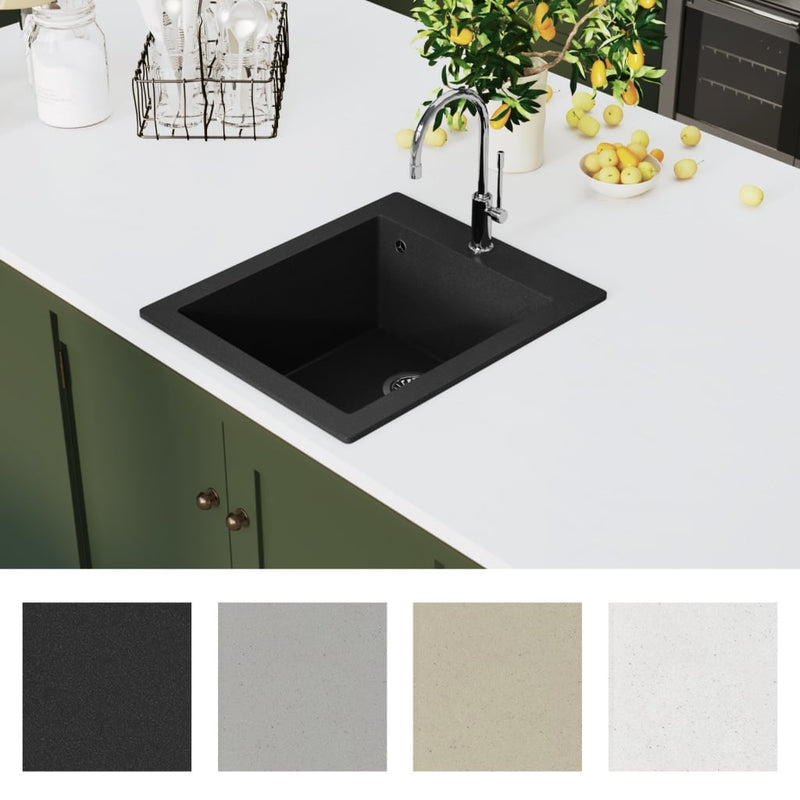 Overmount Kitchen Sink Single Basin Granite Black Payday Deals