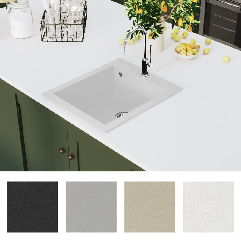 Overmount Kitchen Sink Single Basin Granite Cream White Payday Deals