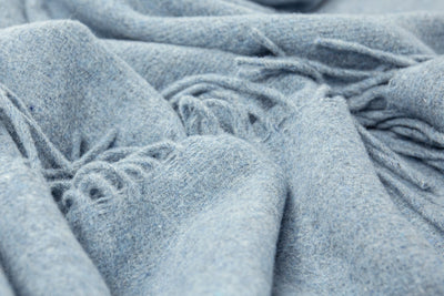 Oxford Throw - Merino Wool Blend - Sky Blue Payday Deals