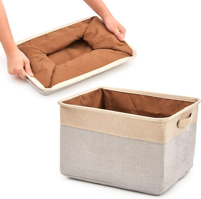 Pack of 3 Collapsible Large Cube Fabric Storage Bins Baskets for Laundry - Beige Payday Deals