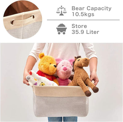 Pack of 3 Collapsible Large Cube Fabric Storage Bins Baskets for Laundry - Beige Payday Deals