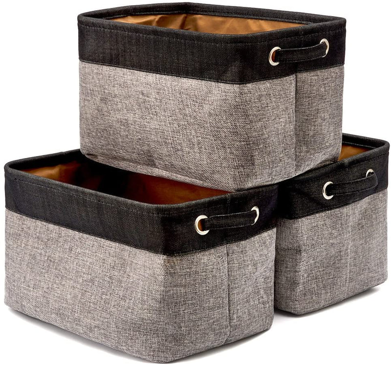 Pack of 3 Collapsible Large Cube Fabric Storage Bins Baskets for Laundry - Black and Gray Payday Deals