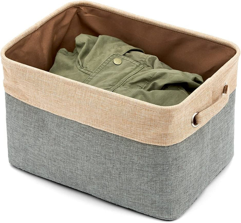 Pack of 3 Collapsible Large Cube Fabric Storage Bins Baskets for Laundry - Gray and Brown Payday Deals