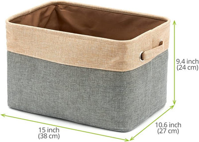 Pack of 3 Collapsible Large Cube Fabric Storage Bins Baskets for Laundry - Gray and Brown Payday Deals