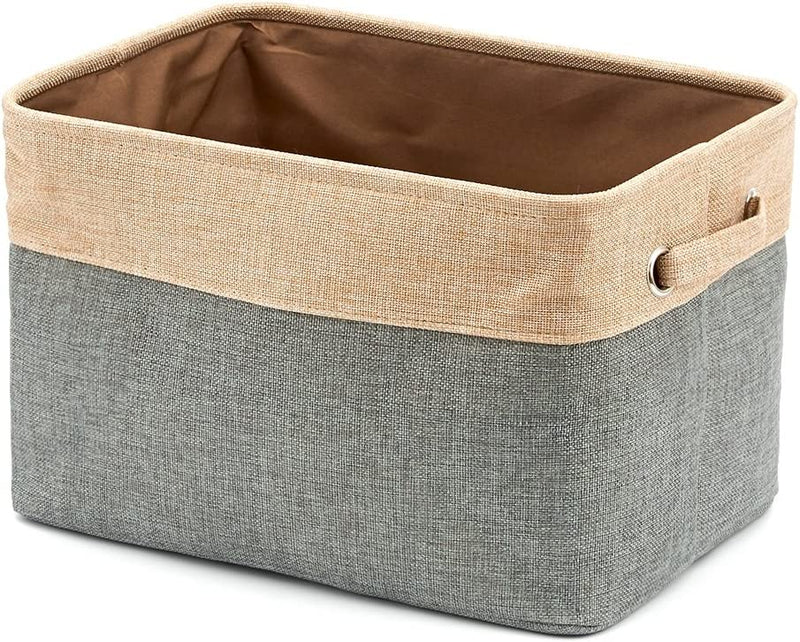 Pack of 3 Collapsible Large Cube Fabric Storage Bins Baskets for Laundry - Gray and Brown Payday Deals