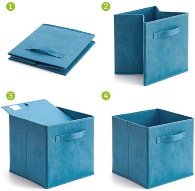 Pack of 6 Foldable Fabric Basket Bin,  Collapsible Storage Cube for Nursery, Office, Home Décor, Shelf Cabinet, Cube Organizers (Niagra Blue) Payday Deals