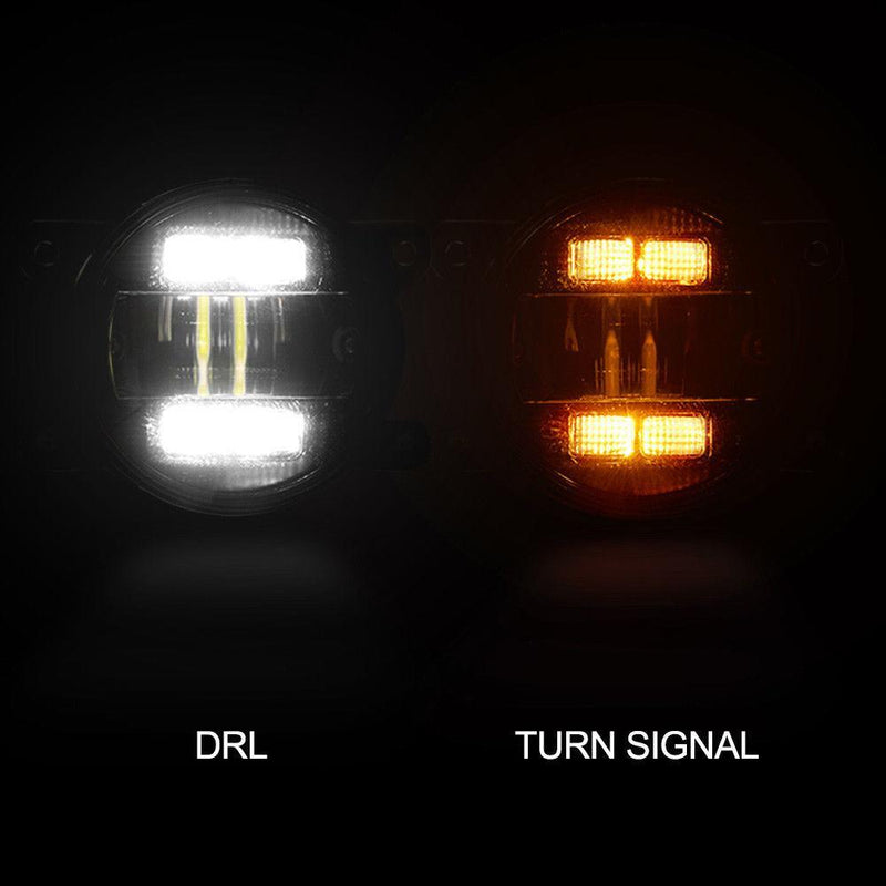 Pair 30W Bullbar LED Fog Lights DRL Turn Signal Driving Lamp Universal Vehicles
