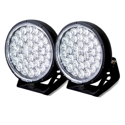 Pair 9inch 370w LED Driving Light Cree Black Round Spotlight BAR Offroad 4x4