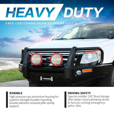 Pair 9inch CREE LED Driving Lights Spotlights Spot Flood Combo 4x4 OffRoad SUV