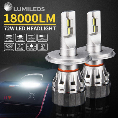 Pair LED Headlight Kit Driving Lamp CSP H4 High Low Beam Canbus ERROR FREE