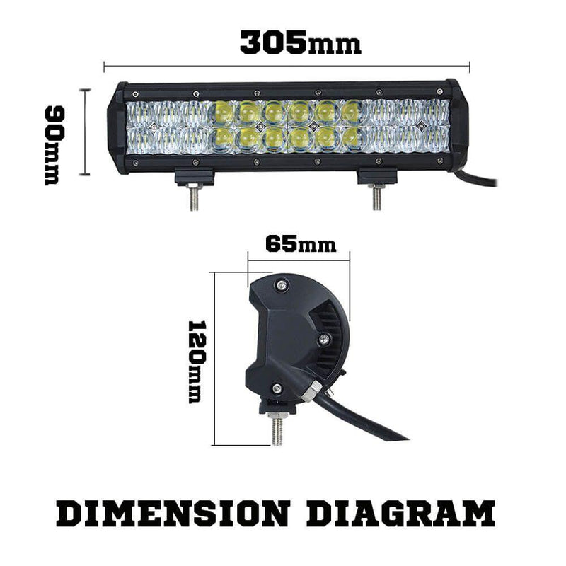 Pair Osram 12inch 5D Lens LED Light Bar Flood Spot Combo Work Lamp 4WD